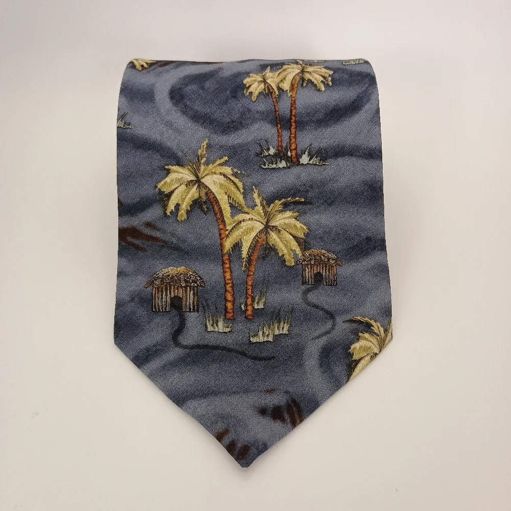 Vintage Tropicals by Tango 100% Silk Palm Tree Pattern Mens‎ Necktie
